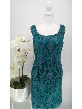 NWT Gown Gallery Womens Emerald Green Ornate Pretty Wedding Sheath Dress Sz 12W